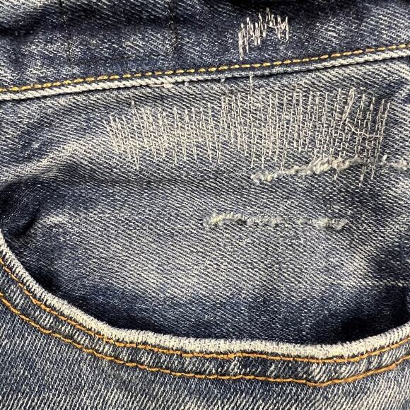 Gap Limited Edition Cone Denim Indigo Destroy Skinny Straight Jeans Size 31x30 - Picture 7 of 16